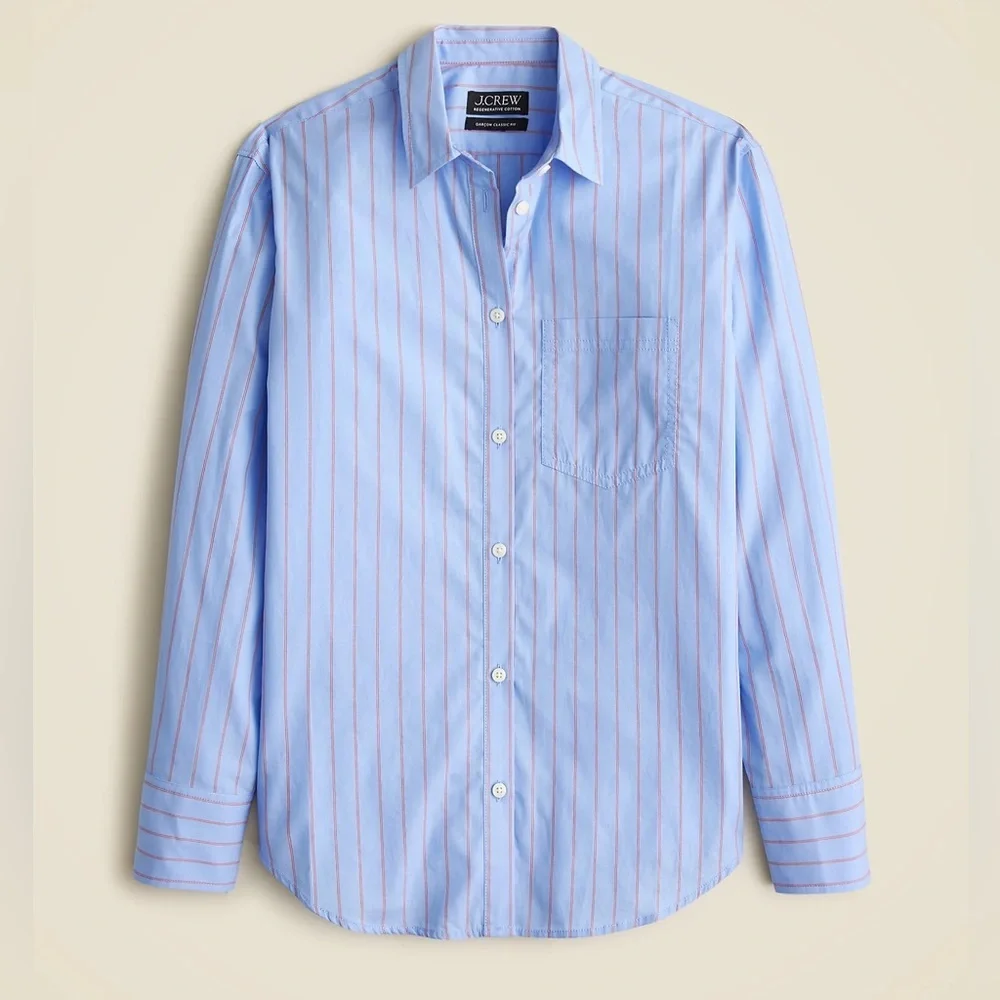 J. Crew Garçon Women’s Blue and red Striped Button Down Shirt size 6